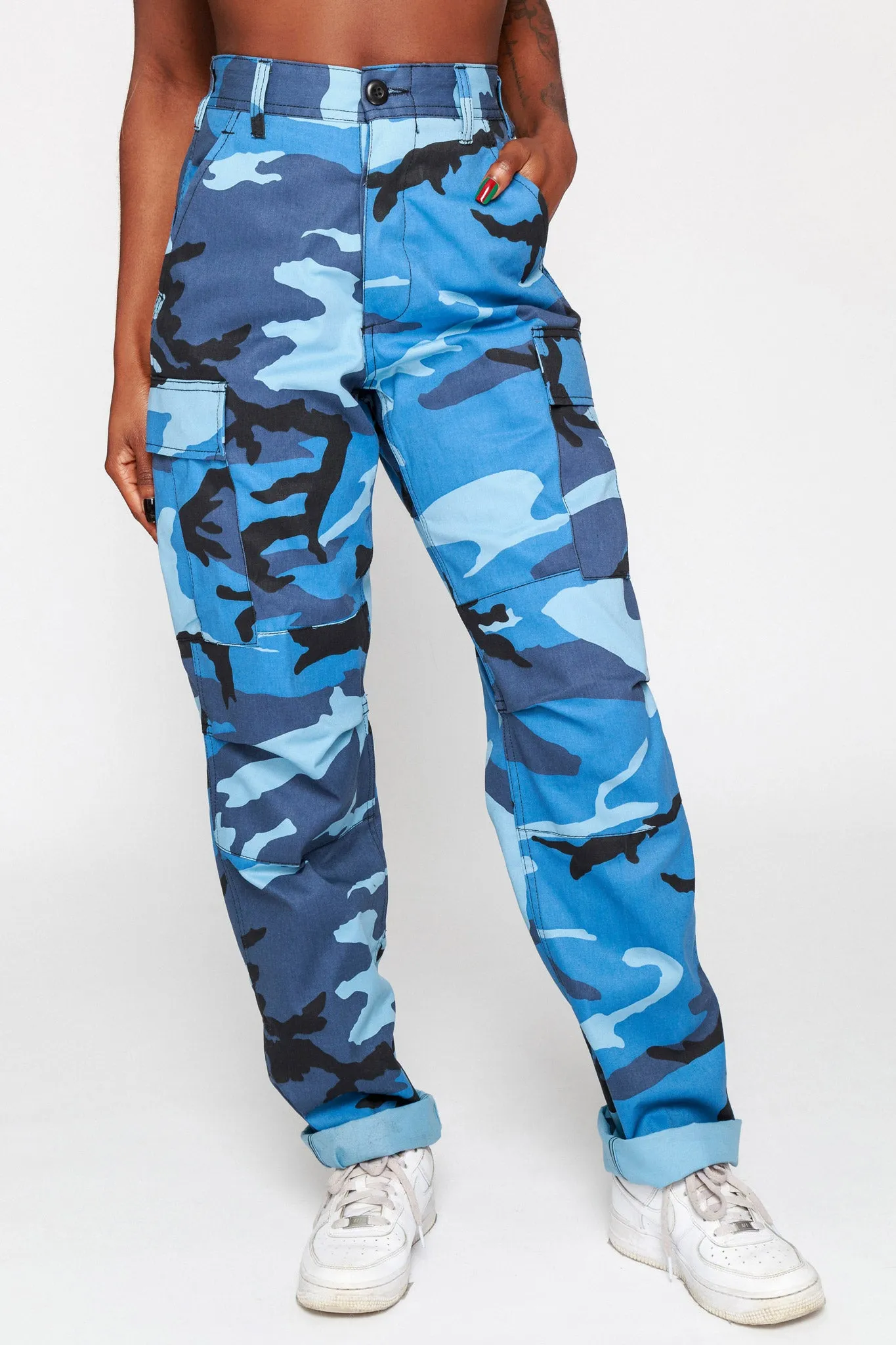 Sky Blue Camo Cargo Pants