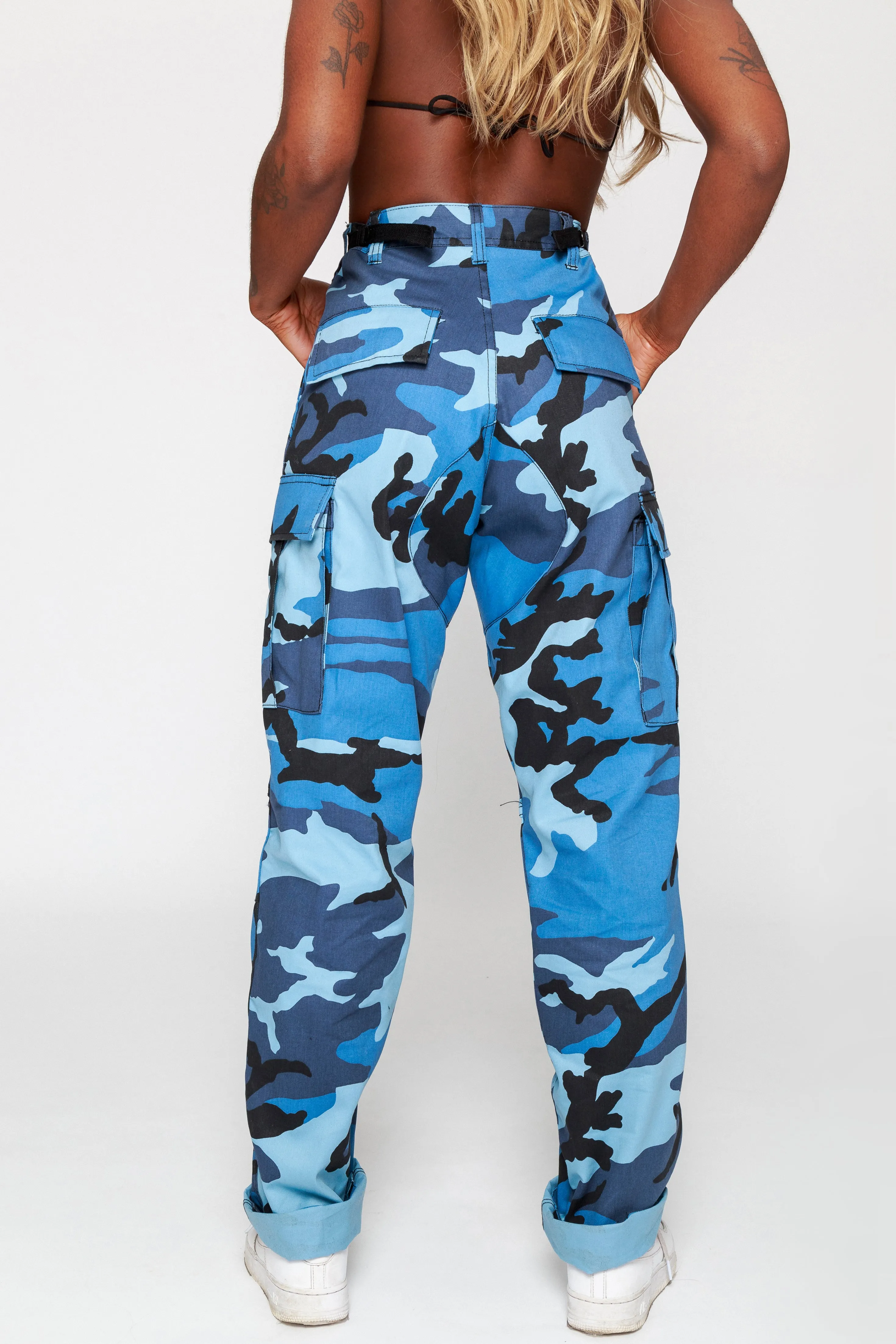 Sky Blue Camo Cargo Pants