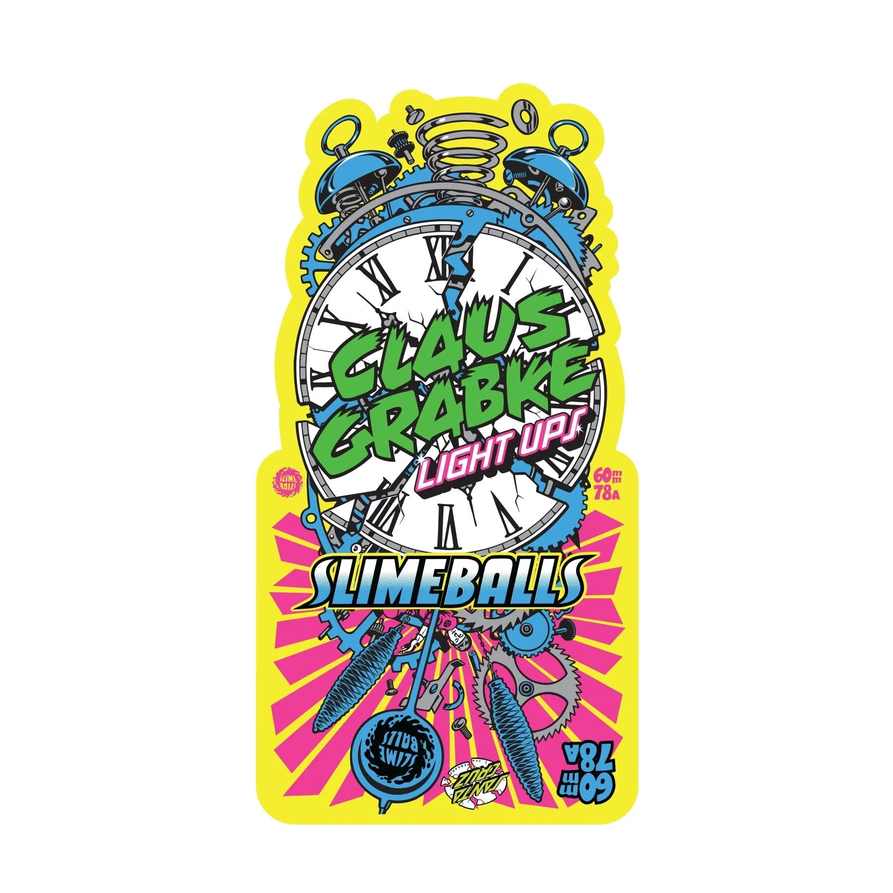 SLIME BALLS GRABKE LIGHT UPS 60MM 78A NEON YELLOW SKATEBOARD WHEELS