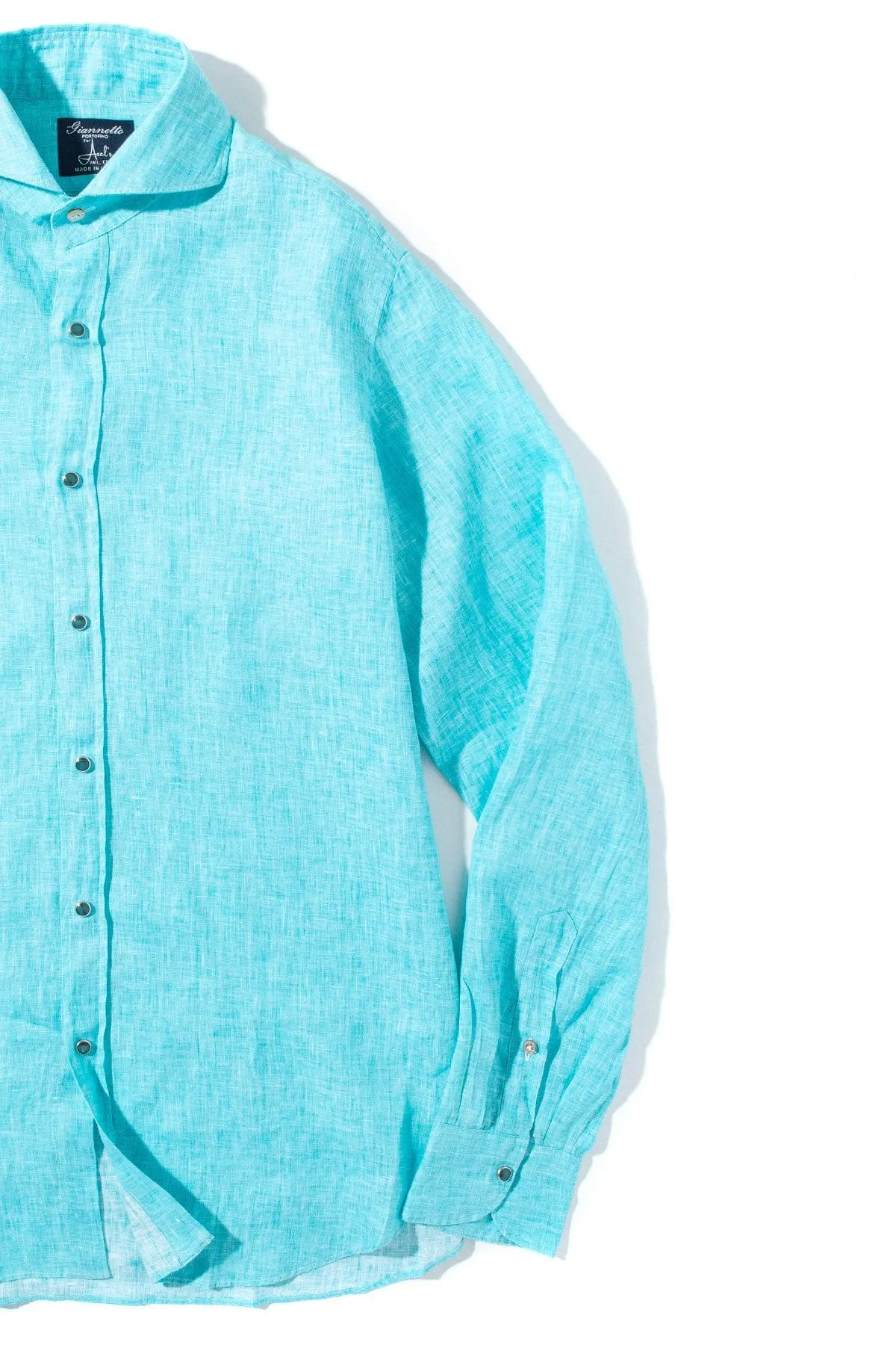 Sorgue Linen Shirt In Aqua Marine