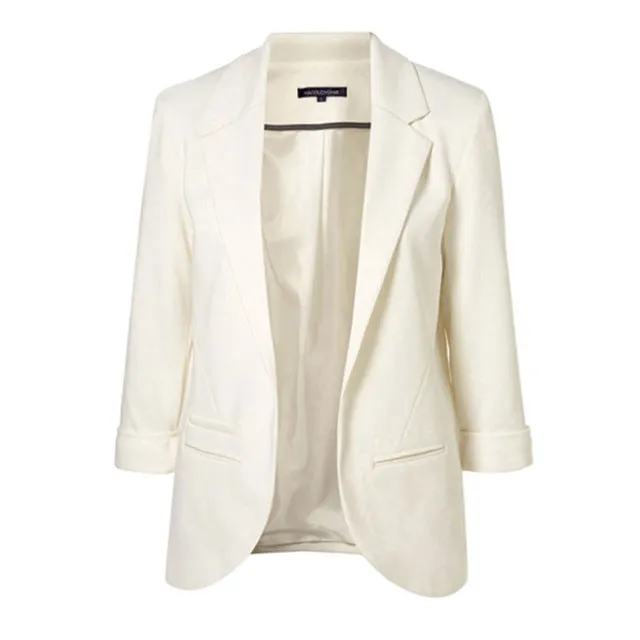 Spring Slim Fit Blazer Women Formal Jackets Office Work Open Front Notched Blazer Black Ladies Blazer