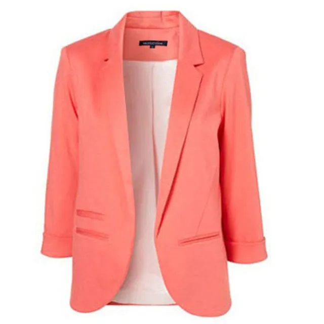 Spring Slim Fit Blazer Women Formal Jackets Office Work Open Front Notched Blazer Black Ladies Blazer
