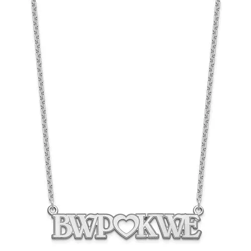 Sterling Silver Couple's Monogram Initials Heart Plate Necklace