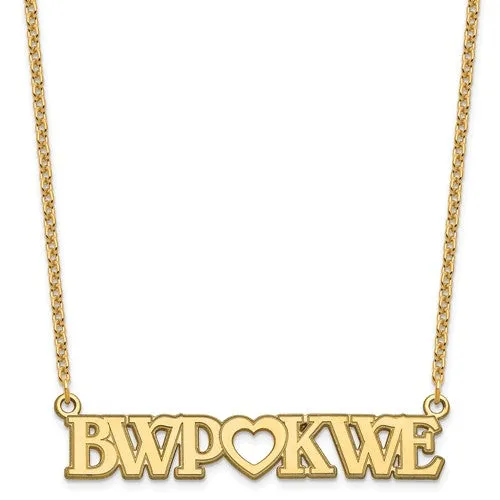Sterling Silver Couple's Monogram Initials Heart Plate Necklace