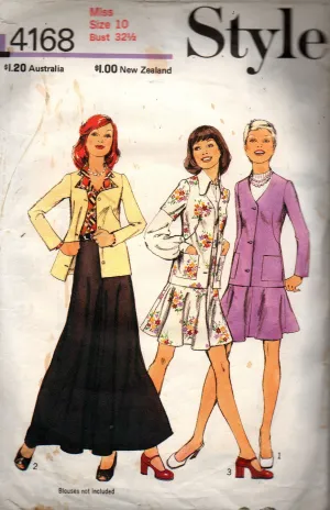 Style 4168 Womens Flared Skirt & Cardigan 1970s Vintage Sewing Pattern Size 10 Bust 32.5 Inches