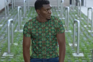 Teal Black African Print Men's Tee