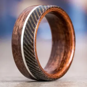 The World War I | Men's 1903 Springfield Rifle Stock Wood Wedding Band with WWI Uniform & Metal Inlay