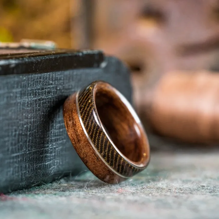 The World War I | Men's 1903 Springfield Rifle Stock Wood Wedding Band with WWI Uniform & Metal Inlay