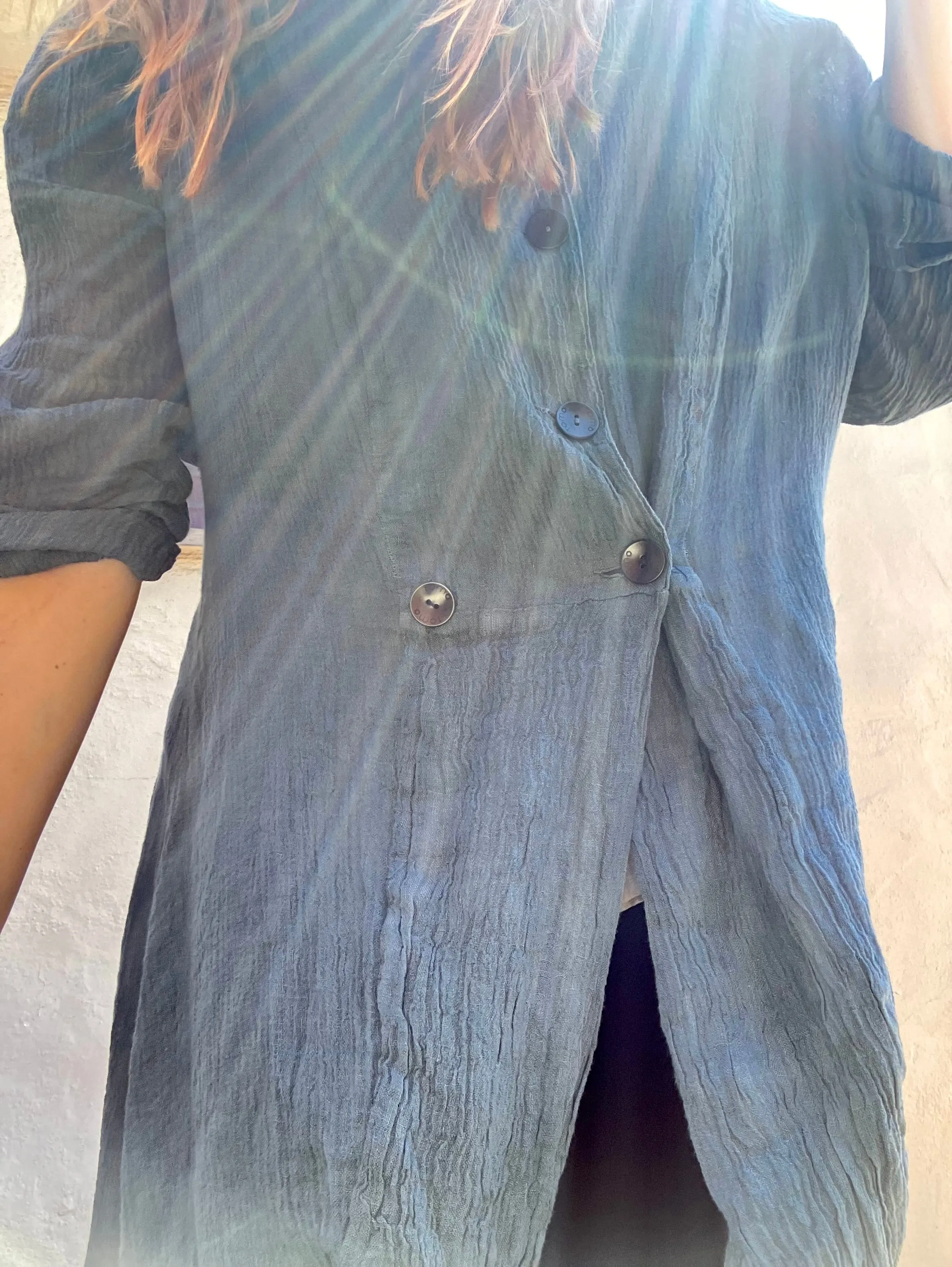Tomo Koizmi Linen Jacket Dress in Prussian Blue