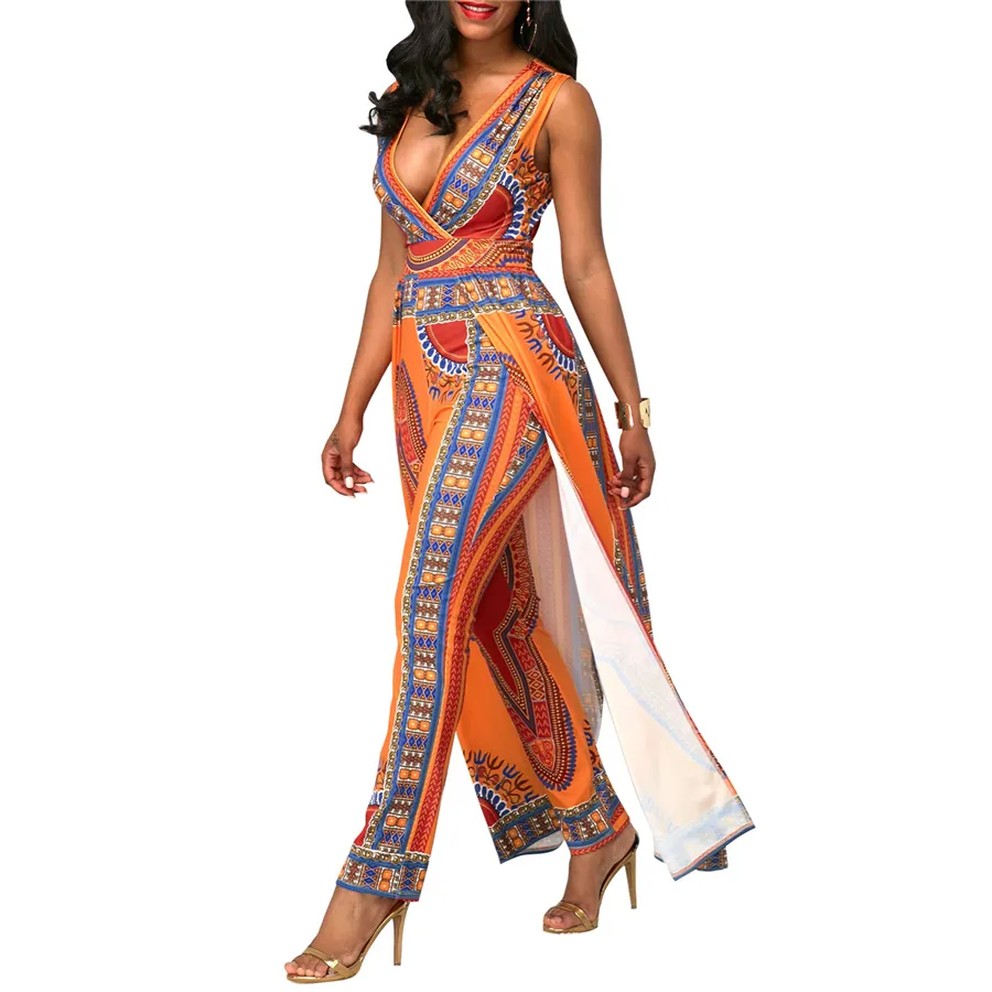 Traditional African Dashiki Ankara Kitenge Wax Print Jumpsuit