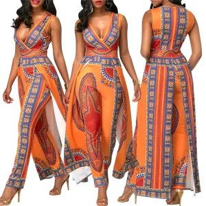 Traditional African Dashiki Ankara Kitenge Wax Print Jumpsuit