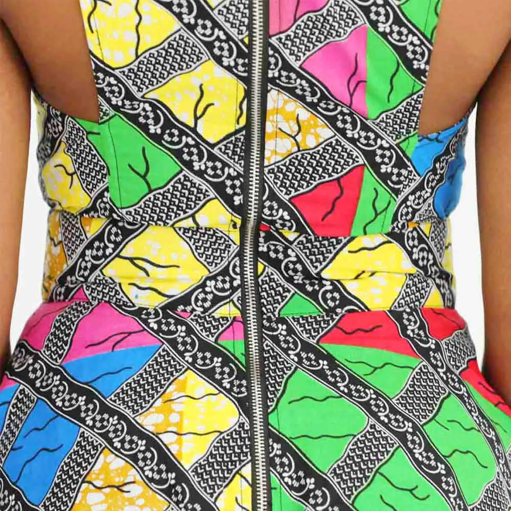 Traditional African Dashiki Ankara Kitenge Wax Print Low Cut Sleeveless Party Dress