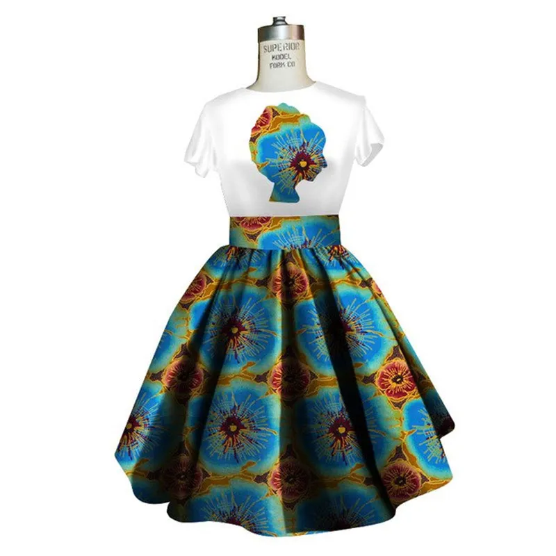 Traditional African Dashiki Ankara Kitenge Wax Print Tee Shirt   Dress Ensemble