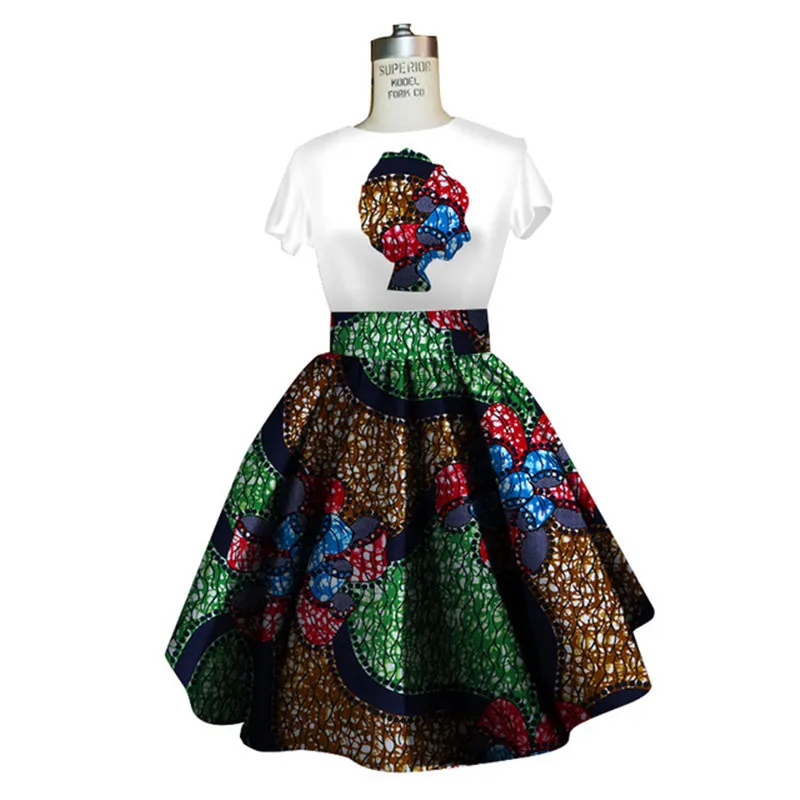 Traditional African Dashiki Ankara Kitenge Wax Print Tee Shirt   Dress Ensemble