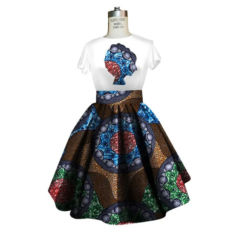 Traditional African Dashiki Ankara Kitenge Wax Print Tee Shirt   Dress Ensemble