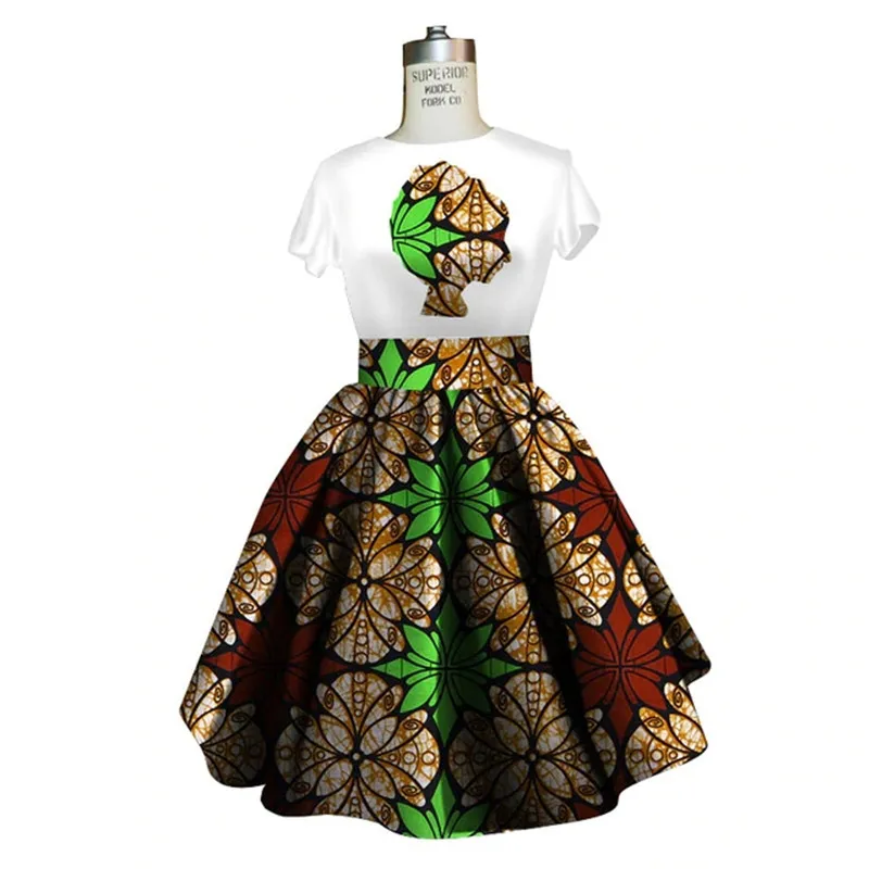 Traditional African Dashiki Ankara Kitenge Wax Print Tee Shirt   Dress Ensemble