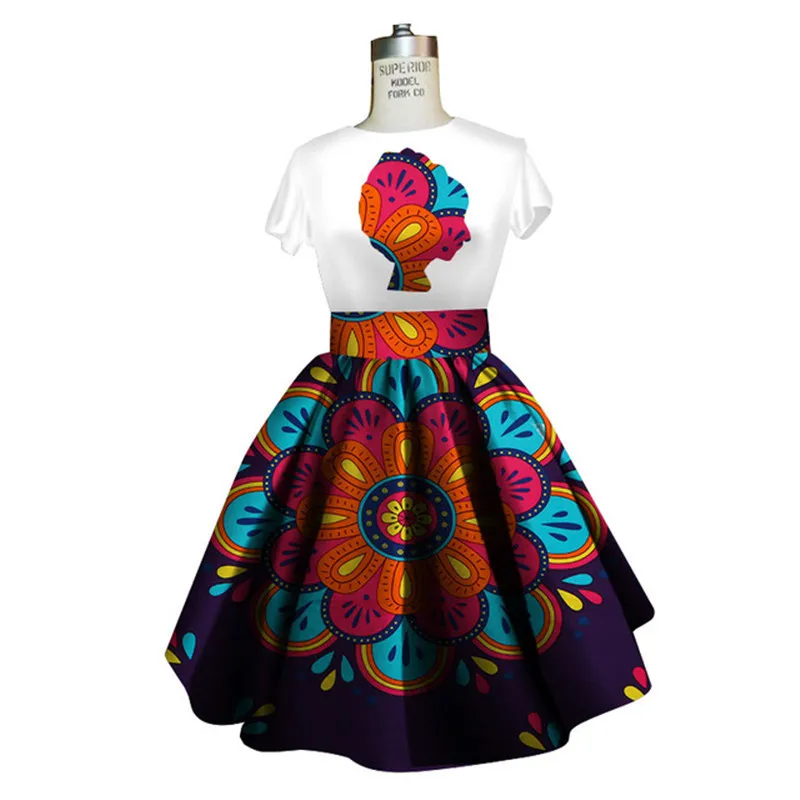 Traditional African Dashiki Ankara Kitenge Wax Print Tee Shirt   Dress Ensemble
