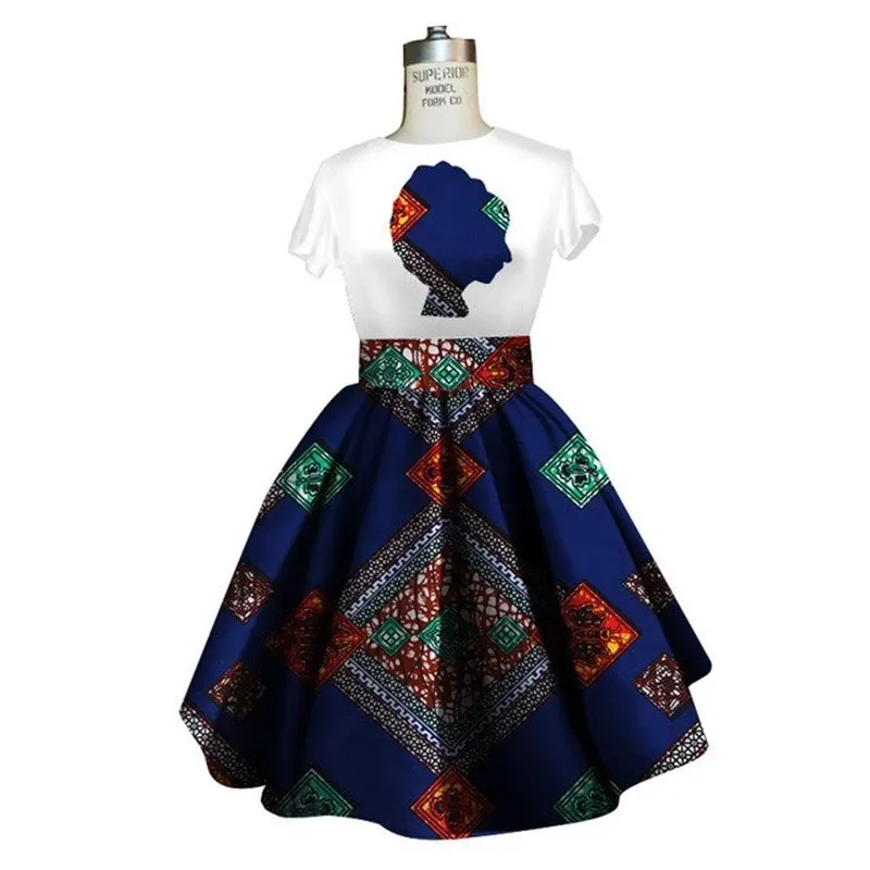 Traditional African Dashiki Ankara Kitenge Wax Print Tee Shirt   Dress Ensemble