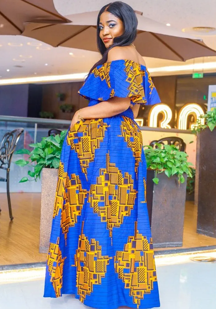 Traditional African Dashiki Kitenge Wax Print Long Skirt   Tube Top Dress
