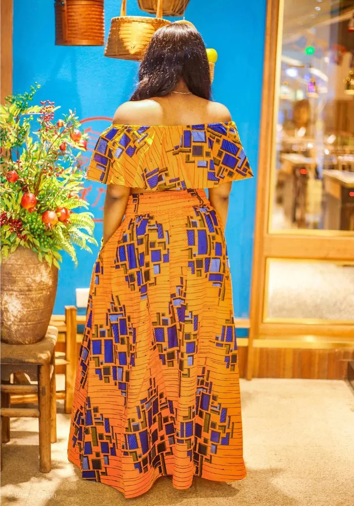 Traditional African Dashiki Kitenge Wax Print Long Skirt   Tube Top Dress