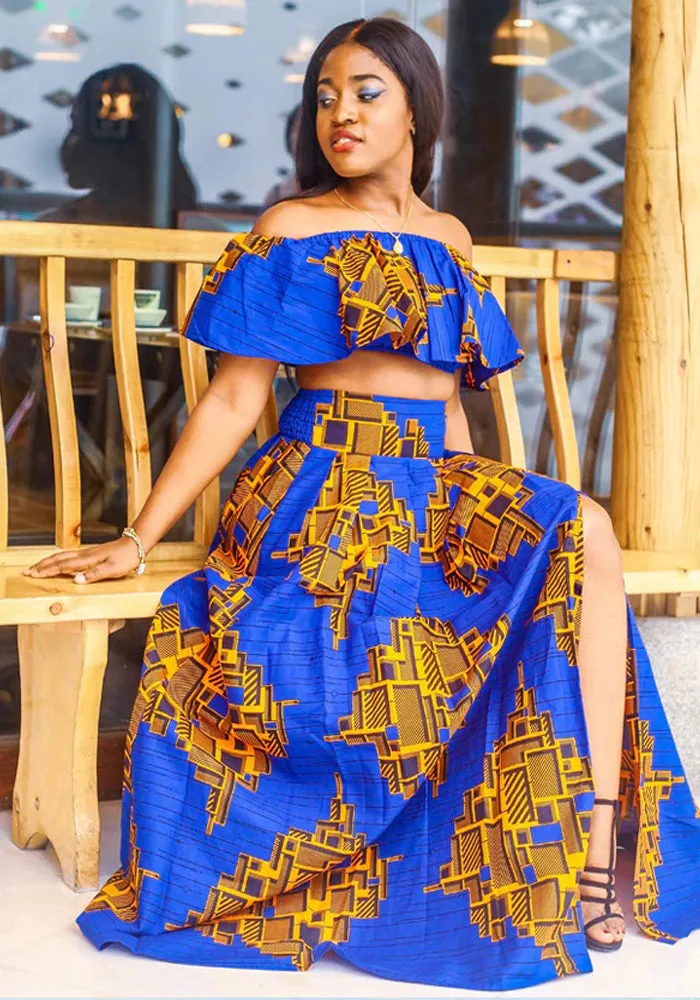 Traditional African Dashiki Kitenge Wax Print Long Skirt   Tube Top Dress