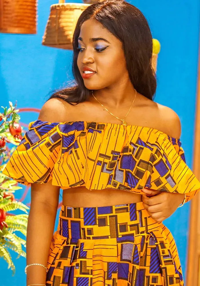 Traditional African Dashiki Kitenge Wax Print Long Skirt   Tube Top Dress