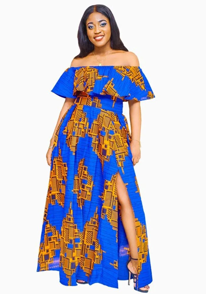 Traditional African Dashiki Kitenge Wax Print Long Skirt   Tube Top Dress