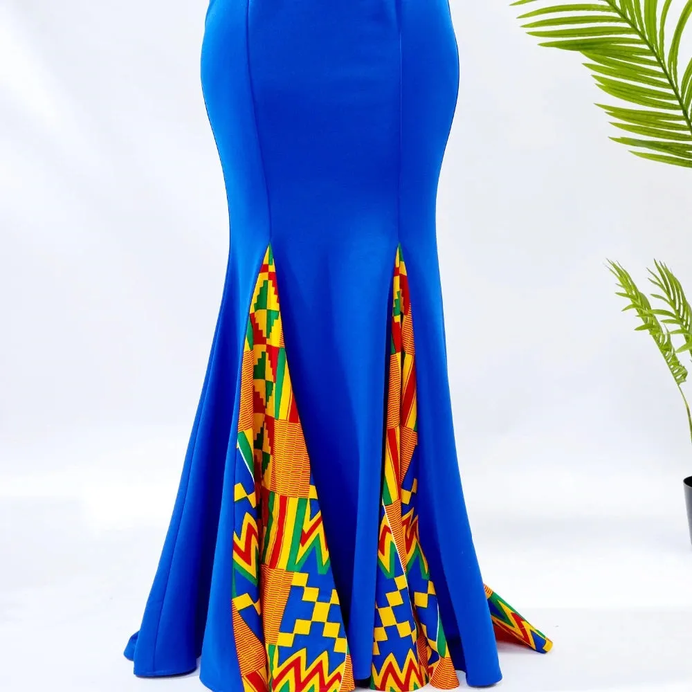 Traditional African Dashiki Kitenge Wax Print Sleeveless Maxi Backless Splicing Dress
