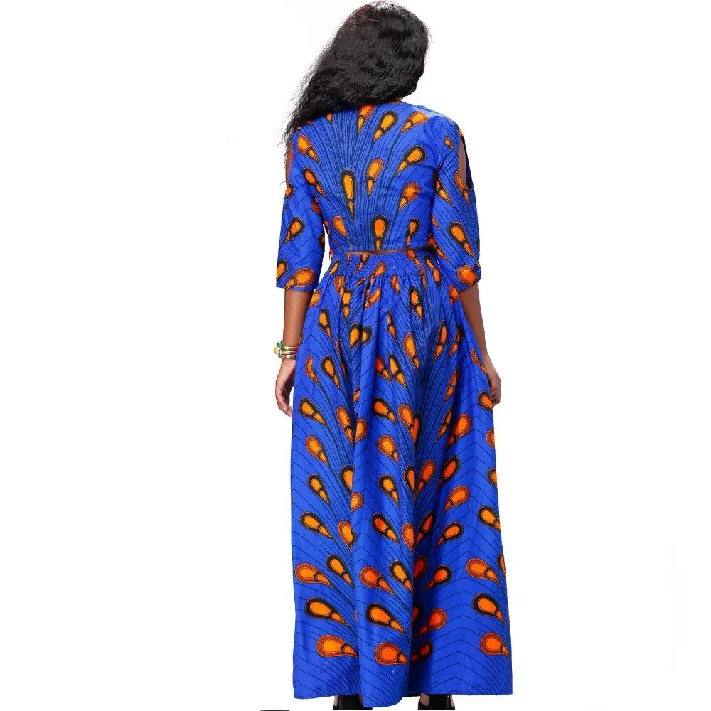 Traditional African Kitenge Wax Print Ankara Long Skirt   Long Sleeve Top Dress