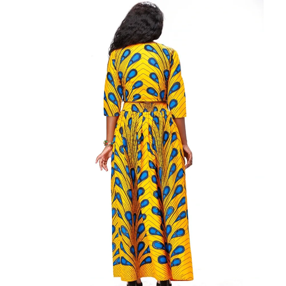 Traditional African Kitenge Wax Print Ankara Long Skirt   Long Sleeve Top Dress