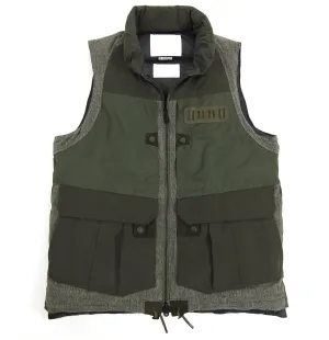 White Mountaineering Olive and Brown Down Technical Vest - S