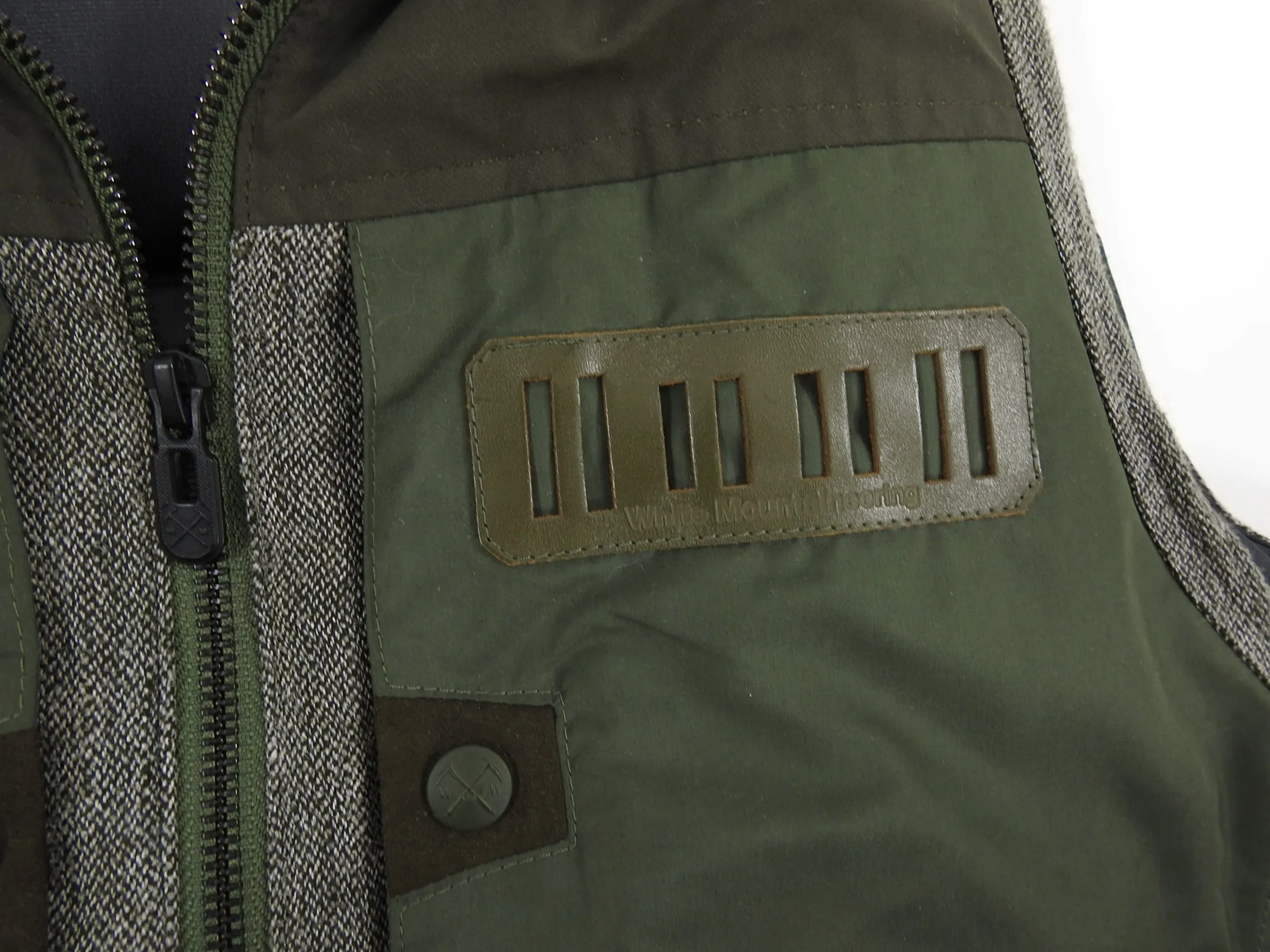 White Mountaineering Olive and Brown Down Technical Vest - S