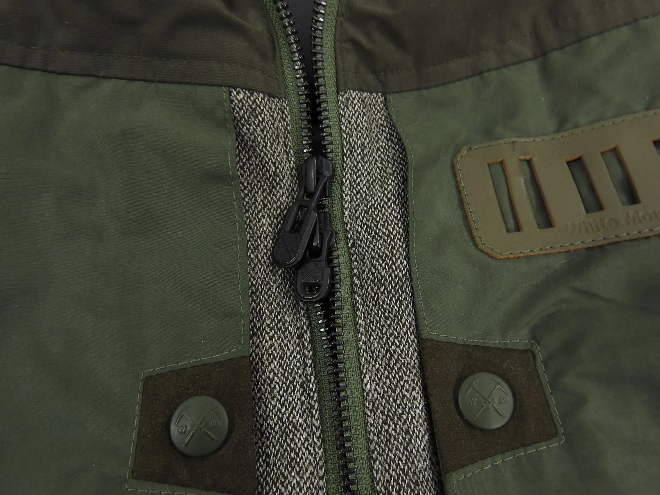 White Mountaineering Olive and Brown Down Technical Vest - S