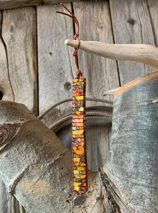 Woven Regalite Stacked Stone Bracelet - Multi