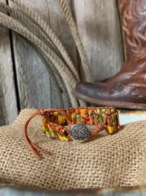 Woven Regalite Stacked Stone Bracelet - Multi
