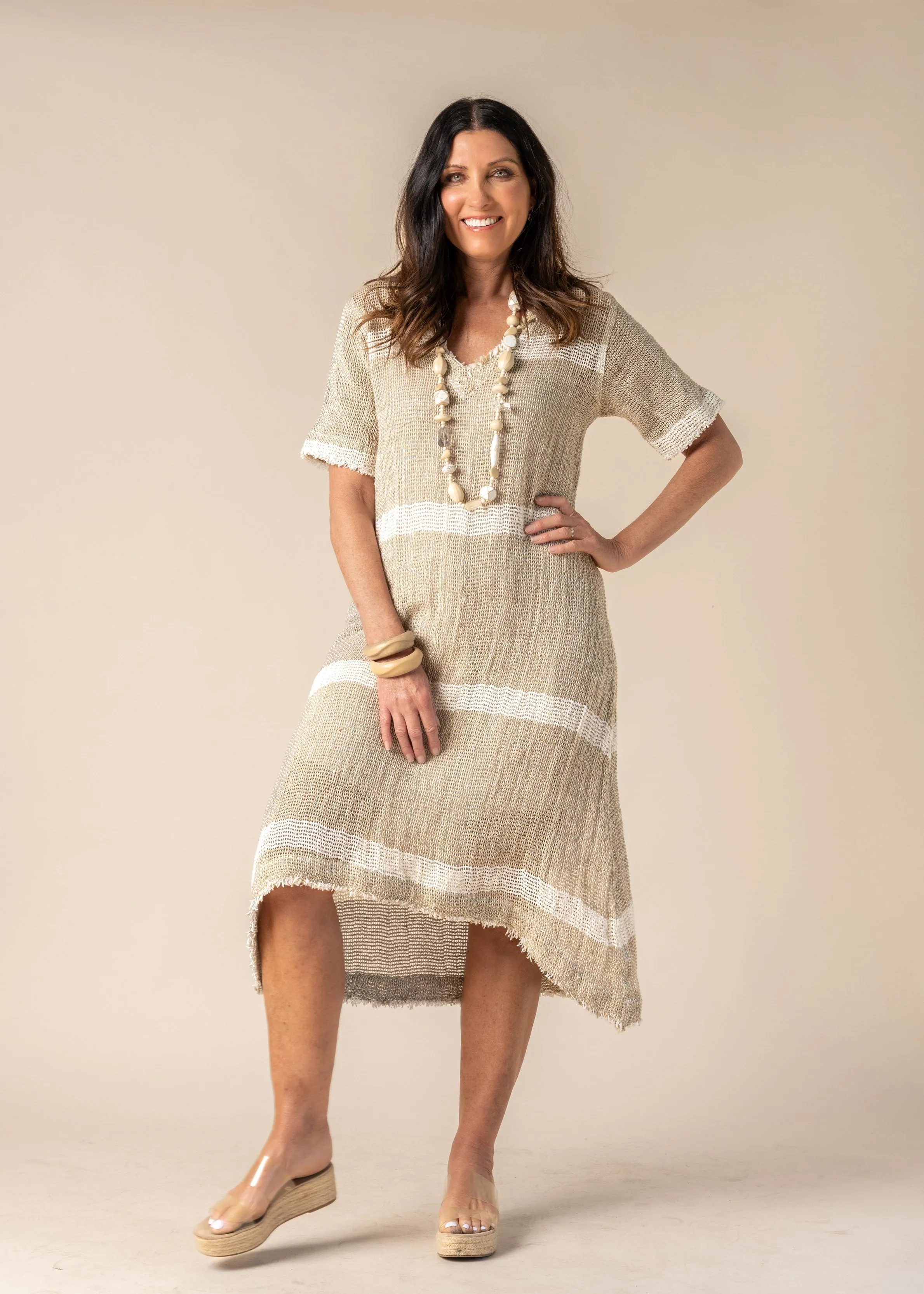 Xanthe Linen Dress in Latte