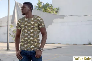 Yellow Brown African Print Men's Tee