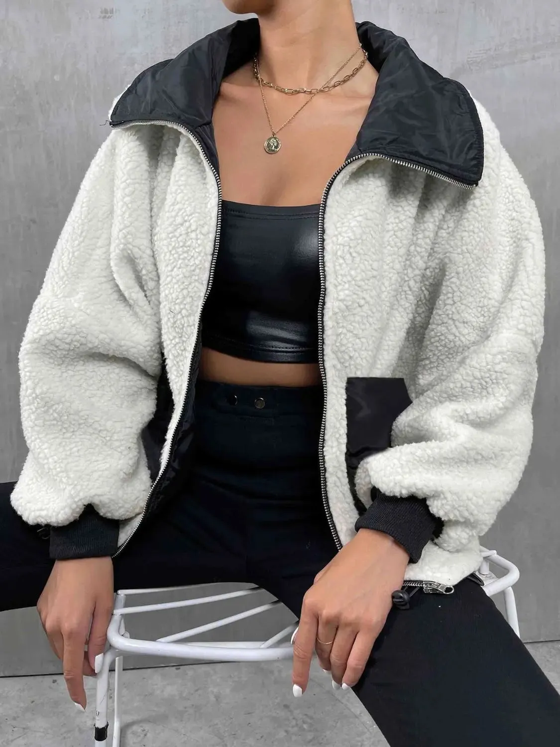 'Zelda' Collared Contrast Jacket